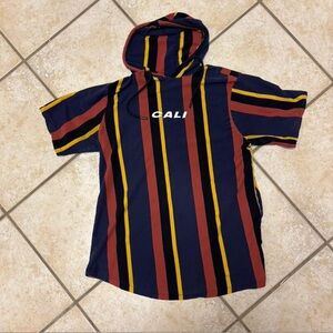 Vox Populi For The People CALI Striped Short Sleeve Hoodie Sz XL Streetwear